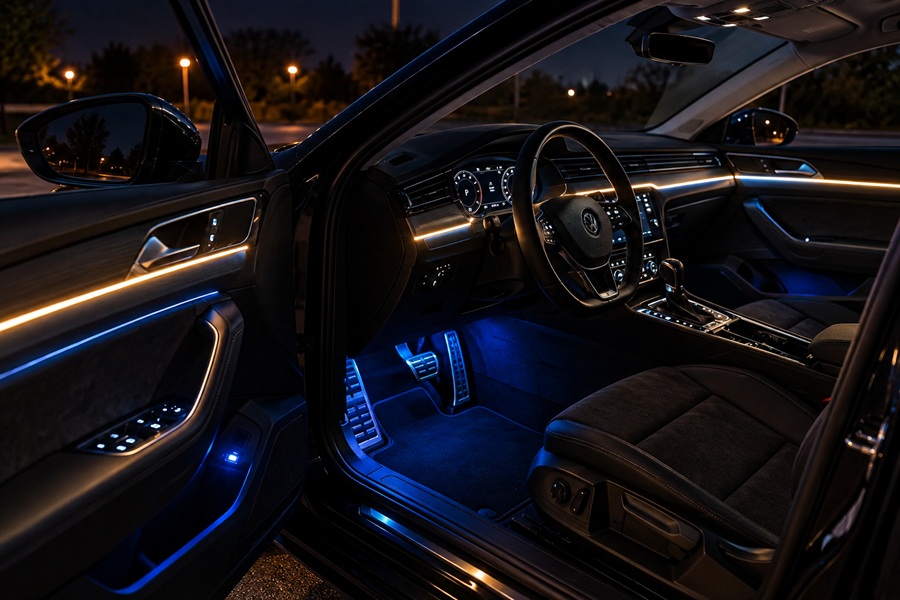 Cum combini două culori de lumini ambientale auto fără să încarci vizual interiorul